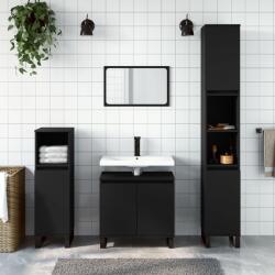 vidaXL fekete szerelt fa fürdőszobaszekrény 30 x 30 x 190 cm (831541) - vidaxl