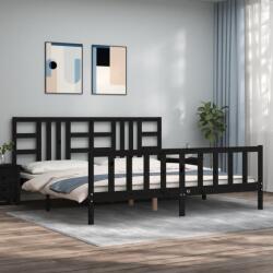 vidaXL fekete tömör fa ágykeret fejtámlával 200 x 200 cm (3191995)