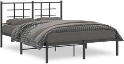 vidaXL fekete fém ágykeret fejtámlával 140 x 190 cm (355561)