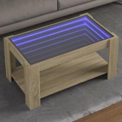 vidaXL sonoma tölgy szerelt fa dohányzóasztal LED-del 93 x 53 x 45 cm (847555)