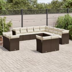 vidaXL 13 részes barna polyrattan kerti ülőgarnitúra párnákkal (3250392)