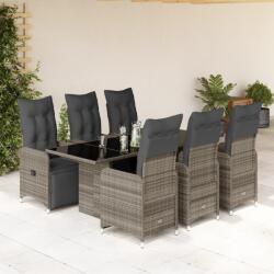 vidaXL 7 részes szürke polyrattan kerti bisztrógarnitúra párnákkal (3277171) - vidaxl