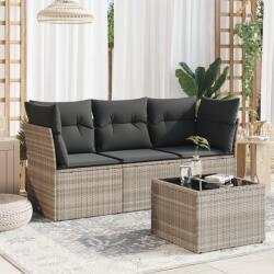 vidaXL 4 részes világosszürke polyrattan kerti ülőgarnitúra párnákkal (3217222) - vidaxl