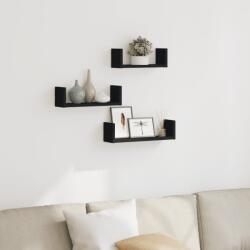 vidaXL 3 db fekete szerelt fa fali polc (853309) - vidaxl