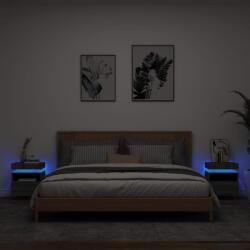 vidaXL 2 db szürke sonoma éjjeliszekrény LED-fényekkel 40x39x48, 5 cm (836795)