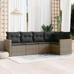 vidaXL 5 részes szürke polyrattan kerti ülőgarnitúra párnákkal (3225948)