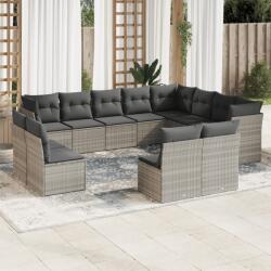 vidaXL 12 részes világosszürke polyrattan kerti ülőgarnitúra párnával (3250311)
