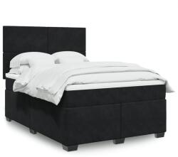 vidaXL fekete bársony rugós ágy matraccal 140x200 cm (3293226)