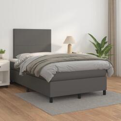vidaXL szürke műbőr rugós ágy matraccal 120 x 200 cm (3142717)