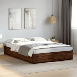 vidaXL barna tölgyszínű szerelt fa és fém ágykeret 135 x 190 cm (3279861)