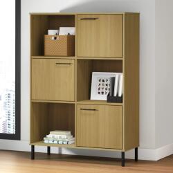 vidaXL OSLO barna tömör fa könyvszekrény fém lábakkal 90x35x128, 5 cm (351012)
