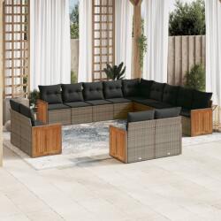 vidaXL 13 részes szürke polyrattan kerti ülőgarnitúra párnákkal (3260611)