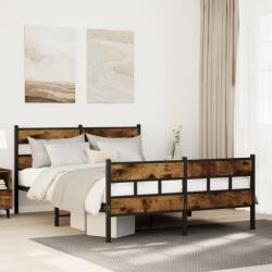 vidaXL füstös tölgy színű fém ágykeret matrac nélkül 135 x 190 cm (4017070)