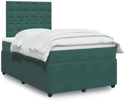 vidaXL sötétzöld bársony rugós ágy matraccal 120x190 cm (3294601)