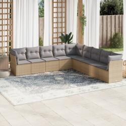 vidaXL 9 részes bézs polyrattan kerti ülőgarnitúra párnákkal (3217779)