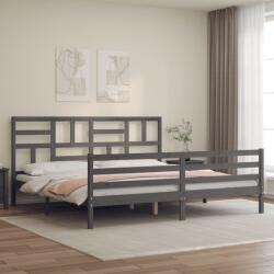 vidaXL szürke tömör fa ágykeret fejtámlával 200 x 200 cm (3194918)