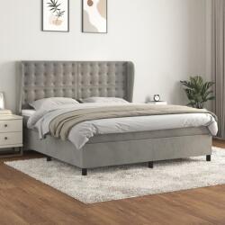 vidaXL világosszürke bársony rugós ágy matraccal 180x200 cm (3129465)