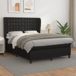 vidaXL fekete műbőr rugós ágy matraccal 140 x 190 cm (3129027)