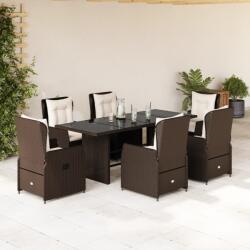 vidaXL 7 részes barna polyrattan kerti étkezőgarnitúra párnával (3262781)