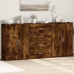 vidaXL 3 db füstös tölgy színű szerelt fa tálalószekrény 60x31x84 cm (3276578)