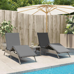 vidaXL 2 db világosszürke polyrattan napozóágy párnával (3261580)