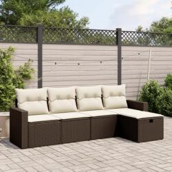 vidaXL 5 részes barna polyrattan kerti ülőgarnitúra párnával (3263469)