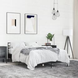 vidaXL fekete szerelt fa és fém ágykeret 140x190 cm (3280077)