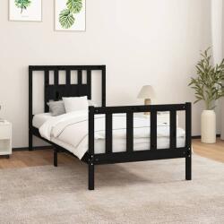 vidaXL fekete tömör fenyőfa ágykeret fejtámlával 100 x 200 cm (3188160)