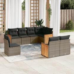 vidaXL 8 részes szürke polyrattan kerti ülőgarnitúra párnákkal (3260247)