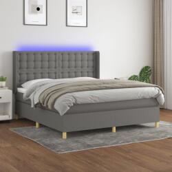 vidaXL sötétszürke szövet rugós és LED-es ágy matraccal 180 x 200 cm (3139214)