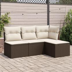 vidaXL 4 részes barna polyrattan kerti ülőgarnitúra párnákkal (3217503)