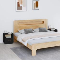 vidaXL 2 db fekete tömör fenyőfa éjjeliszekrény 40 x 34 x 45 cm (818304)