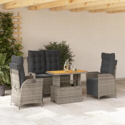 vidaXL 4 részes szürke polyrattan kerti étkezőszett párnával (3277468)