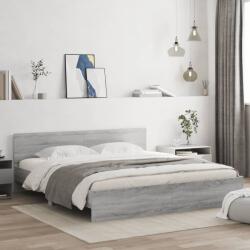 vidaXL szürke sonoma tölgy színű ágykeret fejtámlával 160 x 200 cm (3207474)
