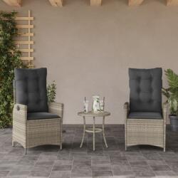 vidaXL 2 db világosszürke polyrattan dönthető kerti szék párnákkal (365270)