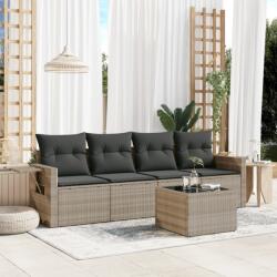 vidaXL 5 részes világosszürke polyrattan kerti ülőgarnitúra párnákkal (3219891) - vidaxl