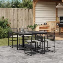 vidaXL 5 részes fekete polyrattan kerti étkezőgarnitúra párnákkal (3295008) - vidaxl