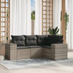 vidaXL 4 részes világosszürke polyrattan kerti ülőgarnitúra párnákkal (3254849)