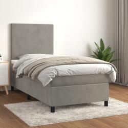 vidaXL világosszürke bársony rugós ágy matraccal 90 x 200 cm (3142881)