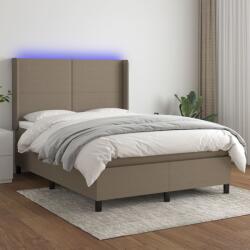 vidaXL tópszínű szövet rugós és LED-es ágy matraccal 140x190cm (3138153)