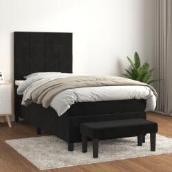 vidaXL fekete bársony rugós ágy matraccal 100 x 200 cm (3137829)