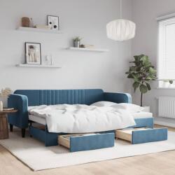 vidaXL kék kihúzható bársony heverő fiókokkal 80 x 200 cm (3197103)