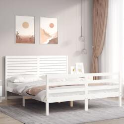 vidaXL fehér tömör fa ágykeret fejtámlával 160 x 200 cm (3195037)