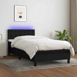 vidaXL fekete szövet rugós és LED-es ágy matraccal 90x200 cm (3133447)