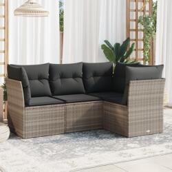 vidaXL 4 részes világosszürke polyrattan kerti ülőgarnitúra párnákkal (3249421)