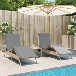vidaXL 2 db bézs polyrattan napozóágy asztallal (4002713)