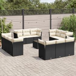 vidaXL 13 részes fekete polyrattan kerti ülőgarnitúra párnákkal (3249175)