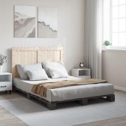 vidaXL szürke tömör fenyőfa ágykeret fejtámlával 140 x 200 cm (3281546)