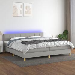vidaXL világosszürke szövet rugós és LED-es ágy matraccal 200x200 cm (3133741)