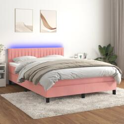 vidaXL rózsaszín bársony rugós és LED-es ágy matraccal 140x190 cm (3134524)